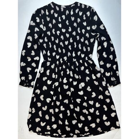 Anthropologie Maeve Banet Smocked Heart Dress Womens Small Black Lined Sheer - Picture 4 of 15